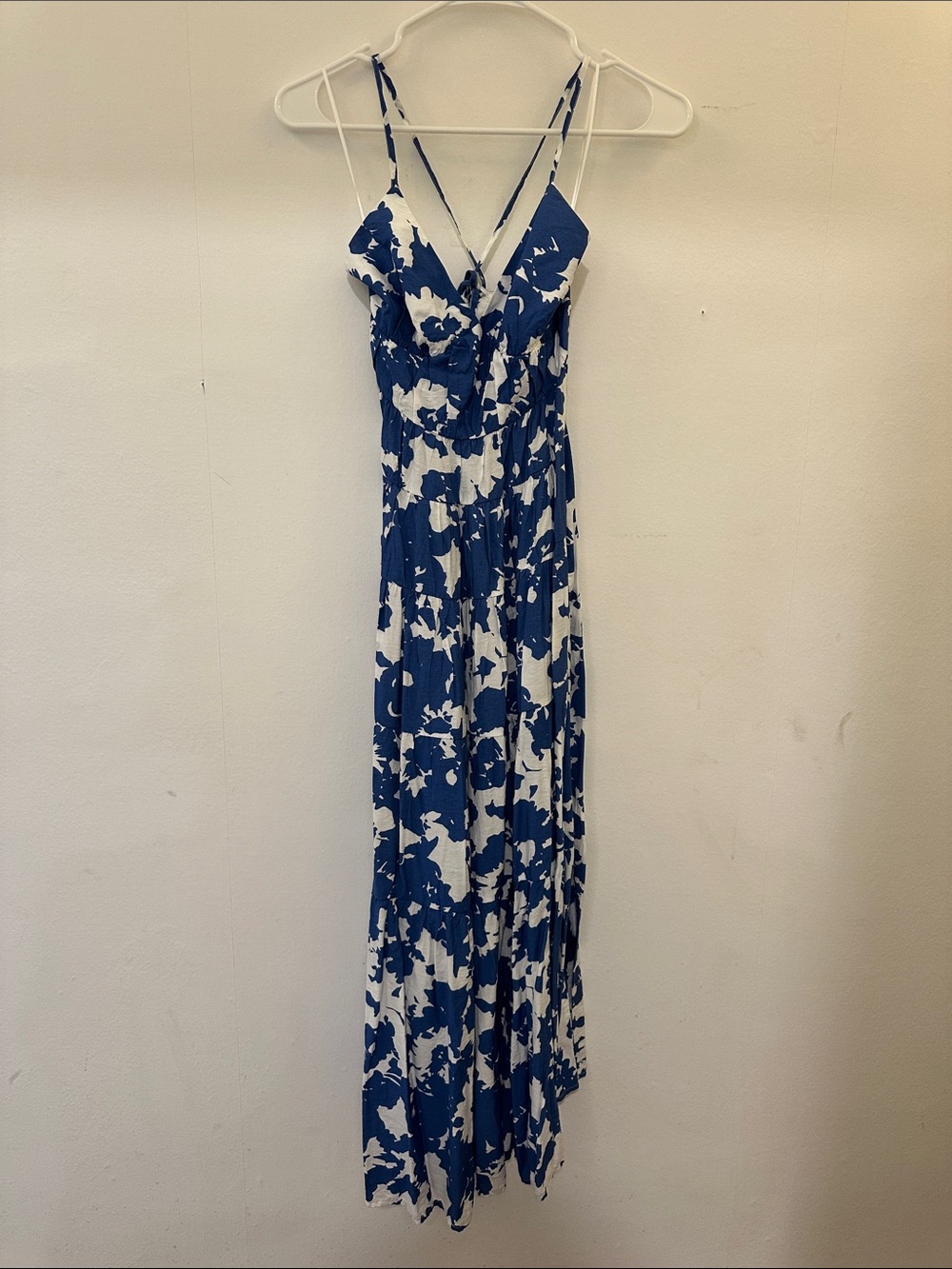 Abercrombie Blue & White Floral Maxi Dress with Spaghetti Straps
